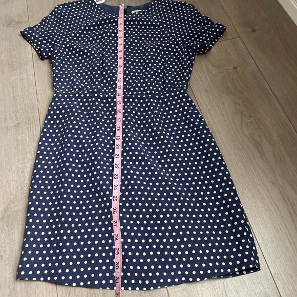 Fossil 100% silk polka dot mini dress twee girly navy size 0 - Picture 7 of 7